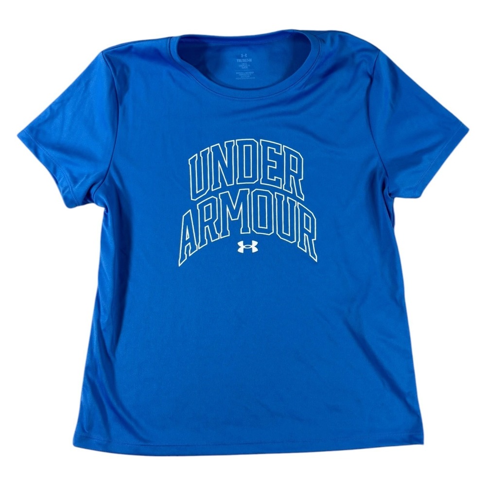 Under Armour Tech Varsity Tee Shirt Youth Medium Blueโ Graphic Print Loose Fit